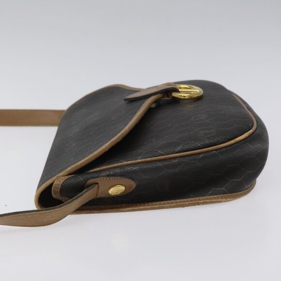 Christian Dior Honeycomb Canvas Shoulder Bag PVC Black Brown gold Auth bs23494 - Picture 4 of 16